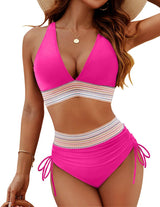 Bikini Damen Fuchsia korrigierend – Marélie von Talaine, verspielte Farbe am Strand