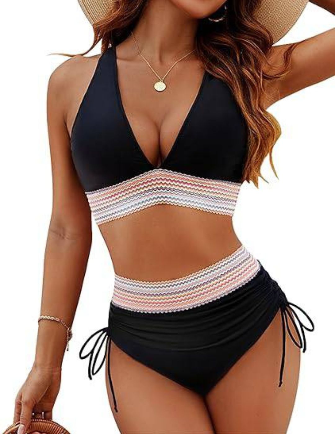 Bikini Damen Schwarz High-Waist – Marélie von Talaine, klassisch-elegante Variante