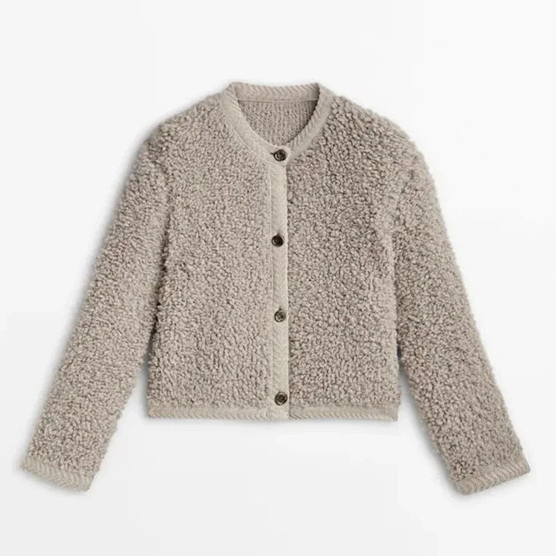 Mirella Teddy Cardigan | Weiche Damen Strickjacke im Teddy-Look mit Knöpfen