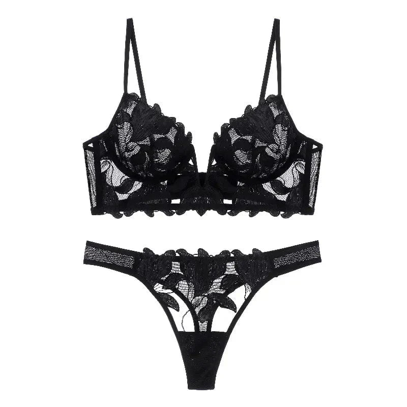 Eleonore Dessous Set in Schwarz mit französischer Spitze