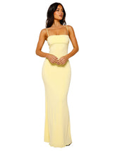 Valéria Abendkleid in Gelb – elegantes Sommer-Abendkleid mit tiefem Rücken